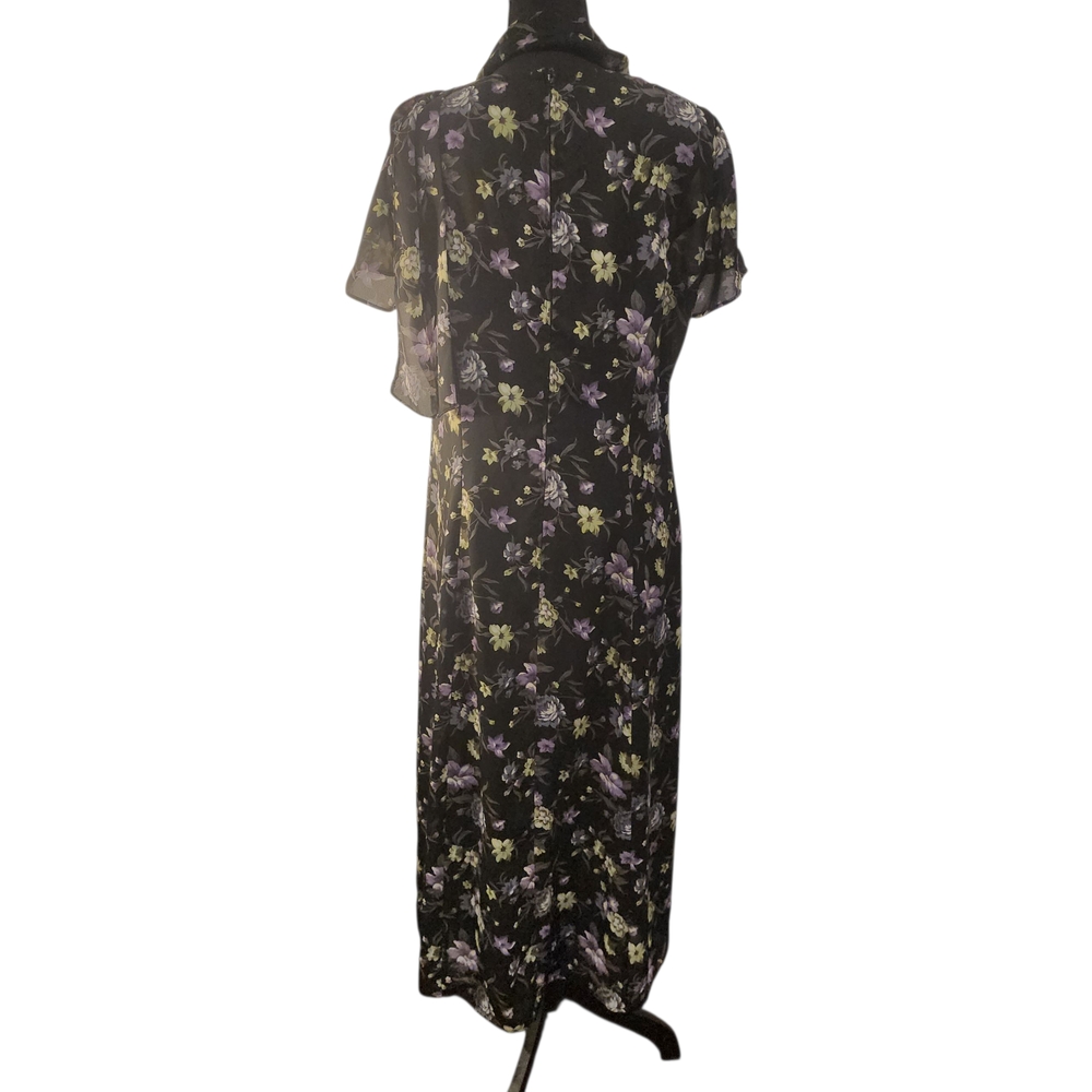 Scarlett Elegant Black Maxi Dress with Floral Accents VINTAGE